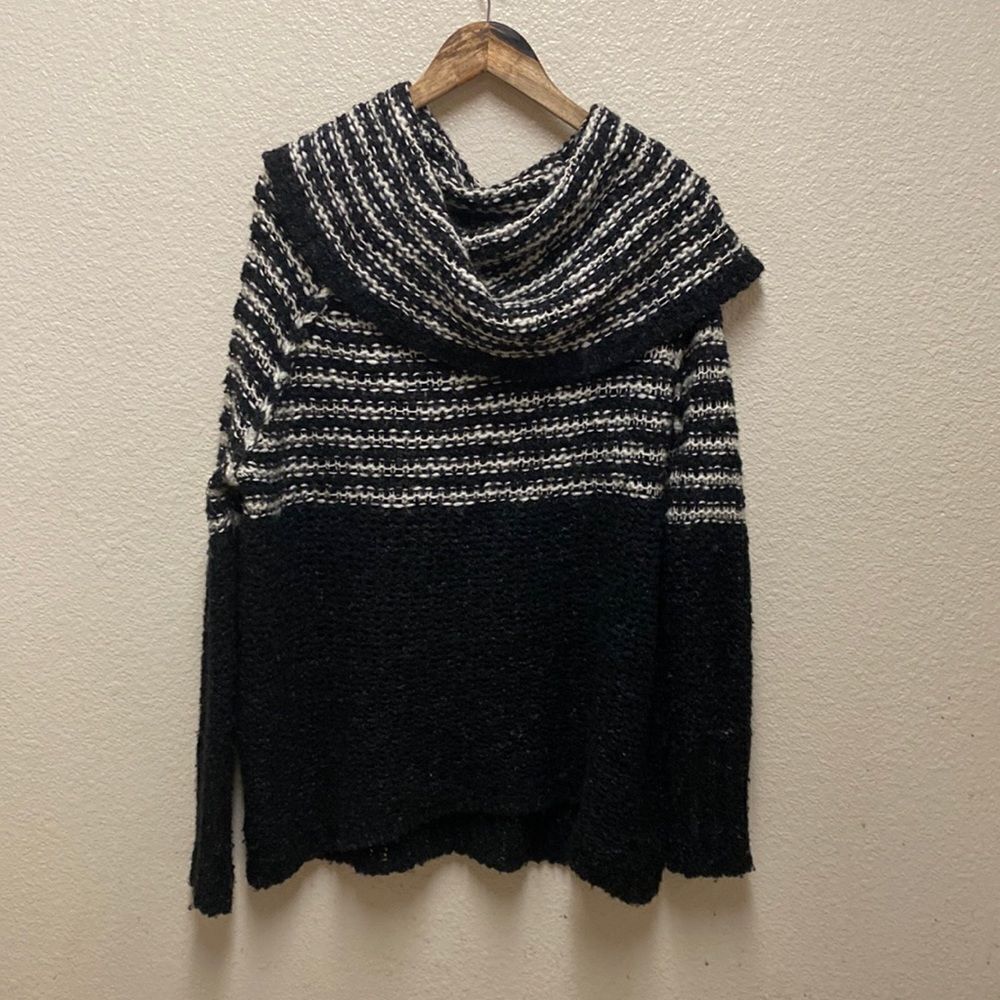 Free People Engineer Stripe Cowl Neck Sweater Small